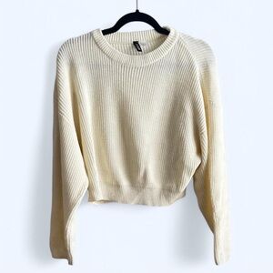 H&M Cream Crew Neck Sweater with Knit Texture